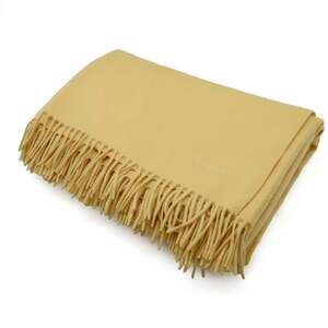 HERMES Hermes Stole Shawl Large Lap Blanket Embroidered 100% Cashmere Cream Y...